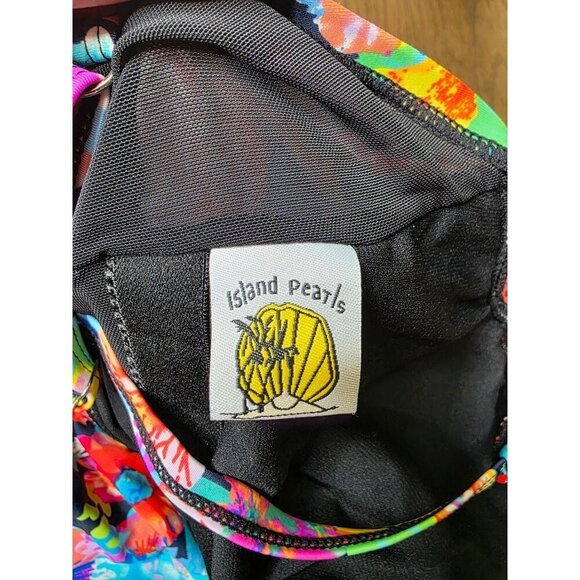 Island Pearls Island World Plus Size Women's Swimsuit Solid Floral Design Three - Picture 2 of 12